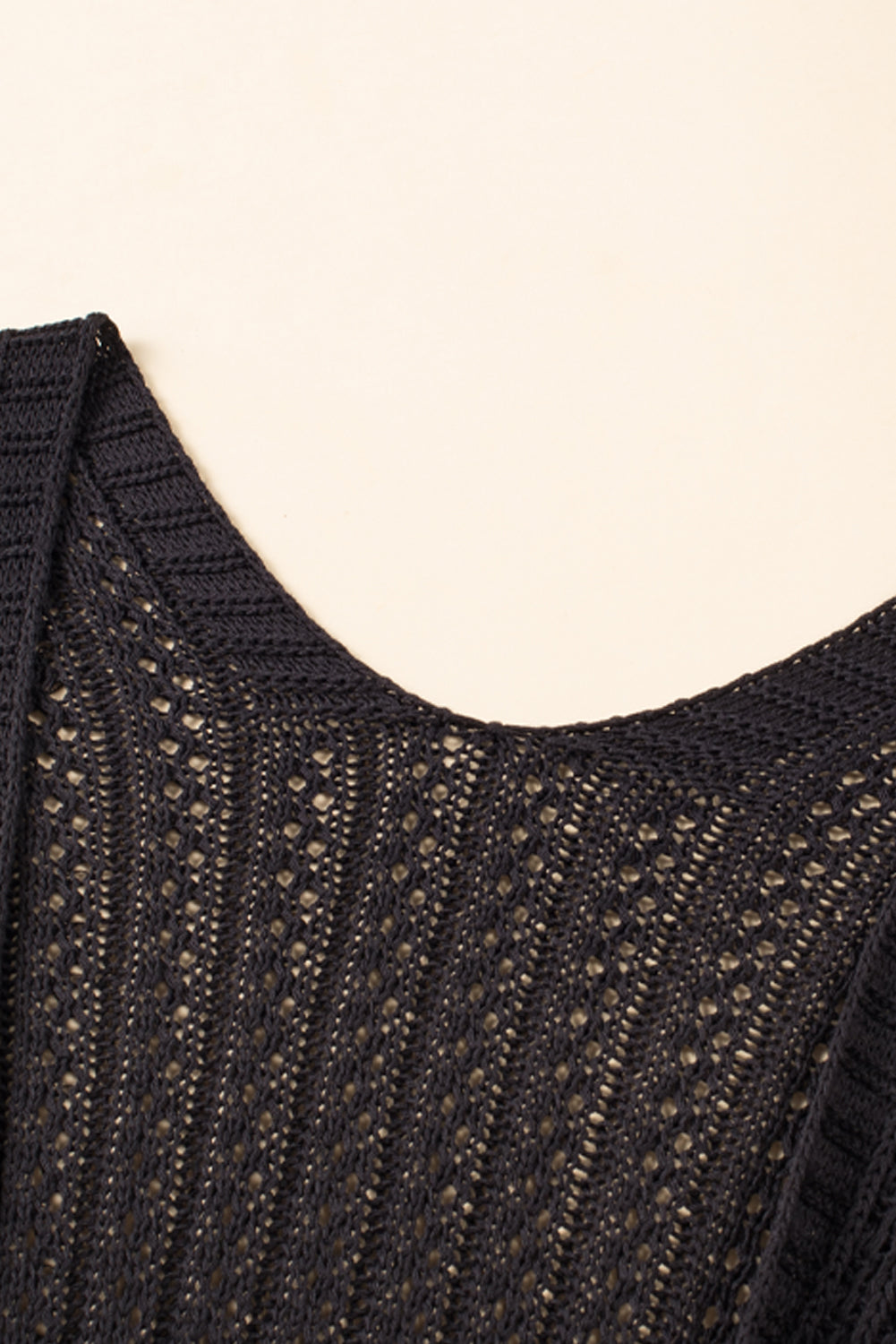 Black Hollow-out Bracelet Sleeve Knit Cardigan