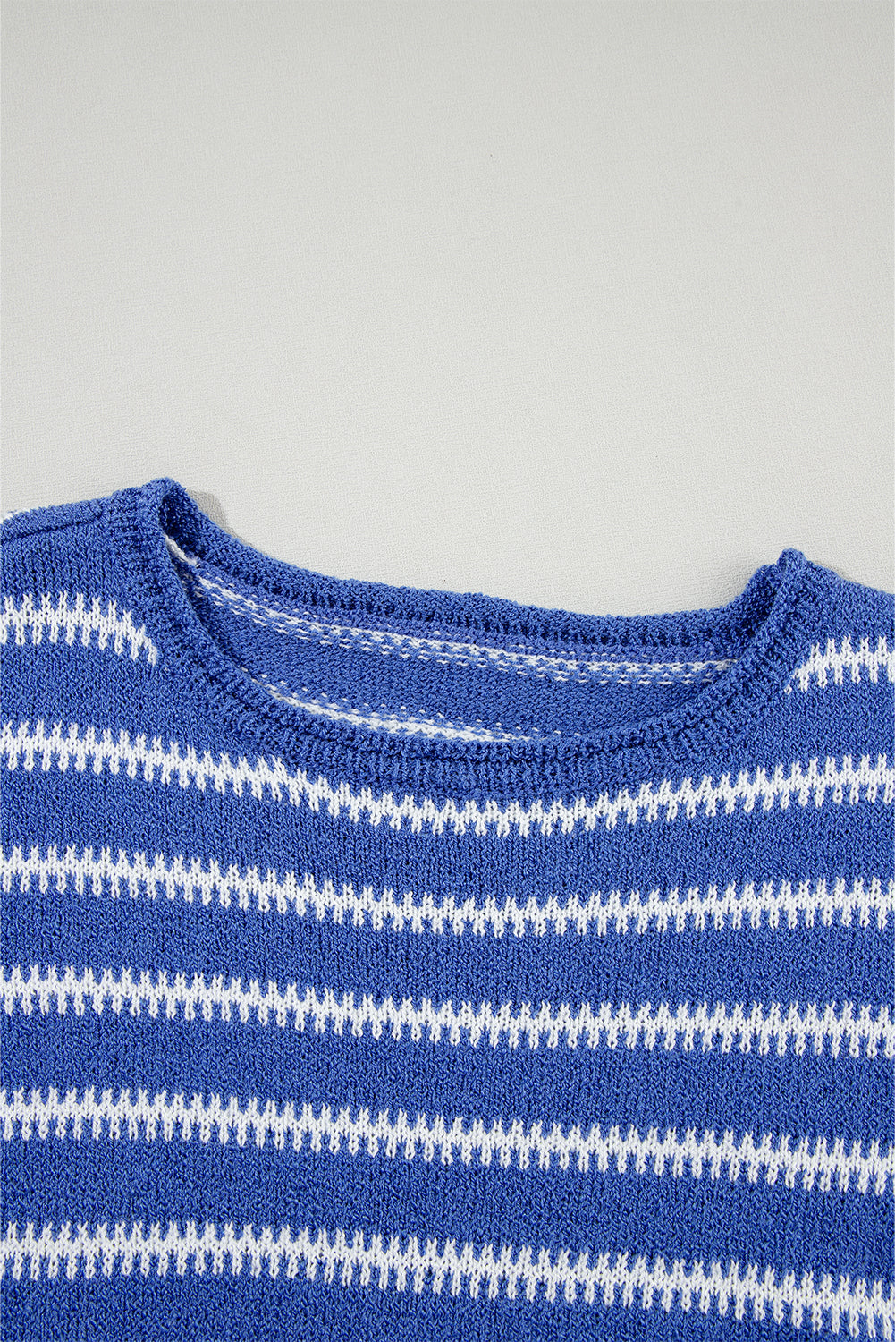 Sky Blue Stripe Drop Shoulder Casual Sweater