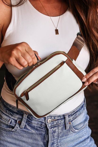 White Adjustable Strap Mini PU Leather Crossbody Bag