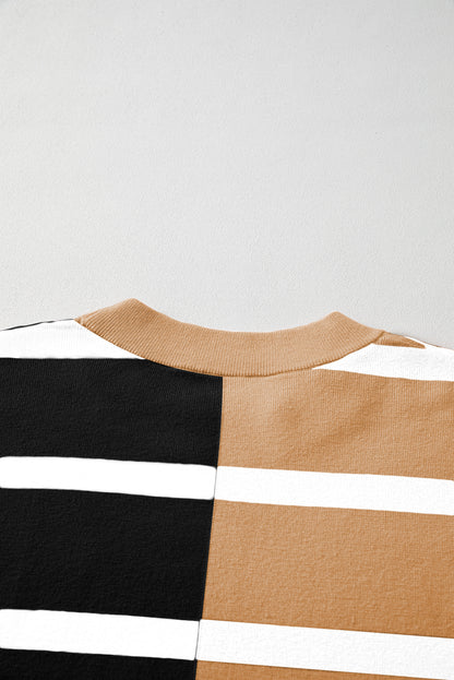 Khaki Stripe Colorblock Oversized Sweater