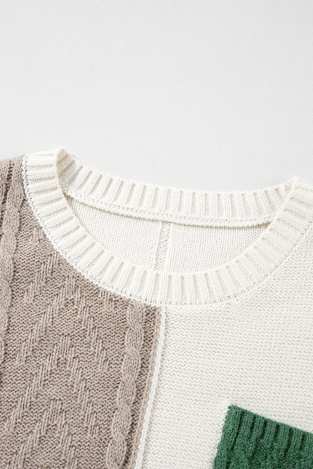 Gold Flame Colorblock Patched Pocket Drop Shoulder Sweater