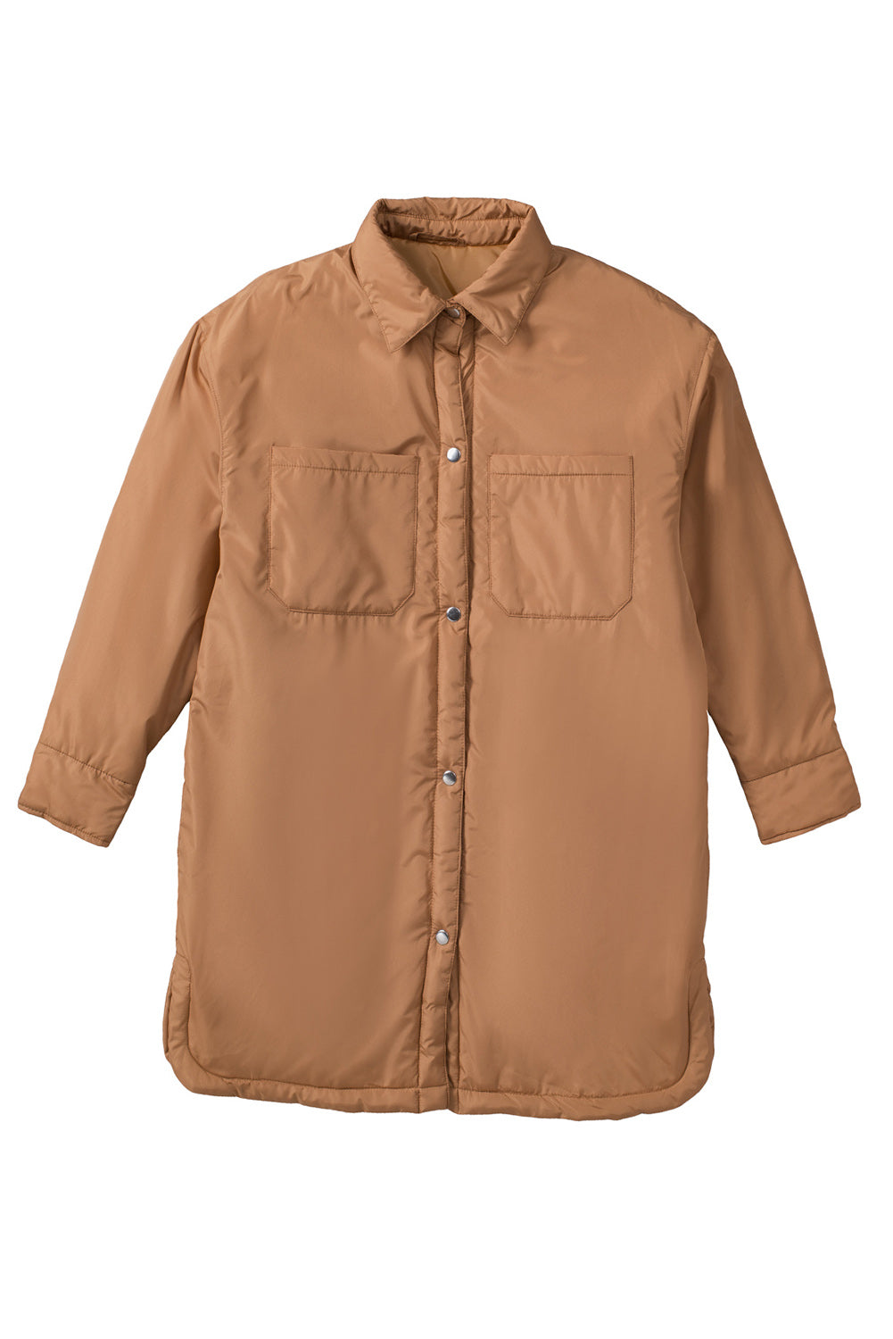 Brown Button Down Padded Jacket with Pockets