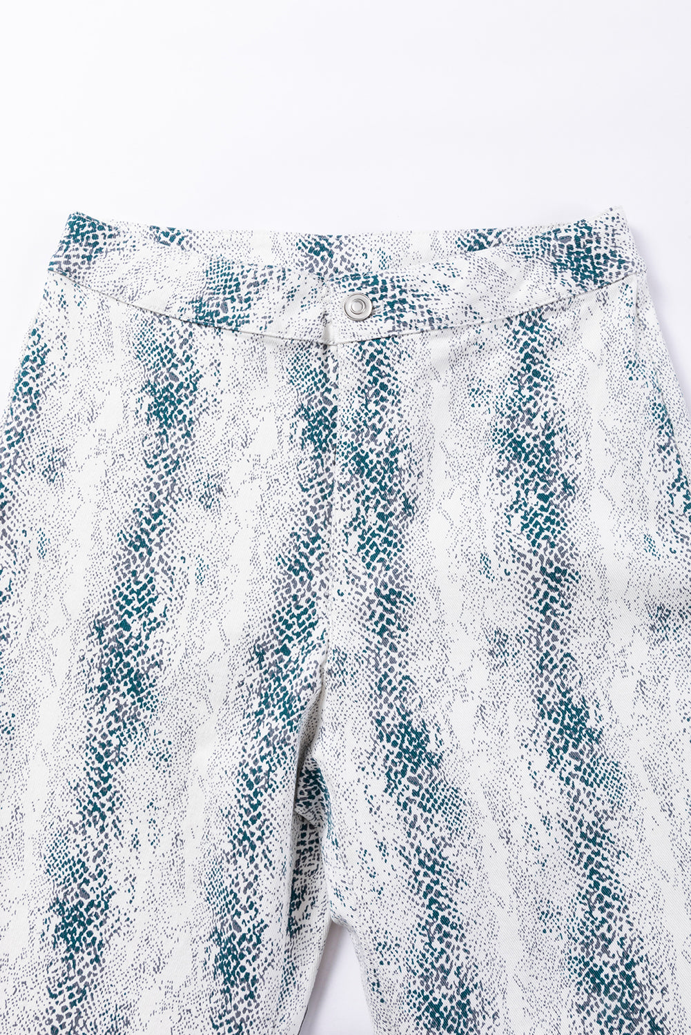 White Western Fashion High Waist Snakeskin Print Flare Pants