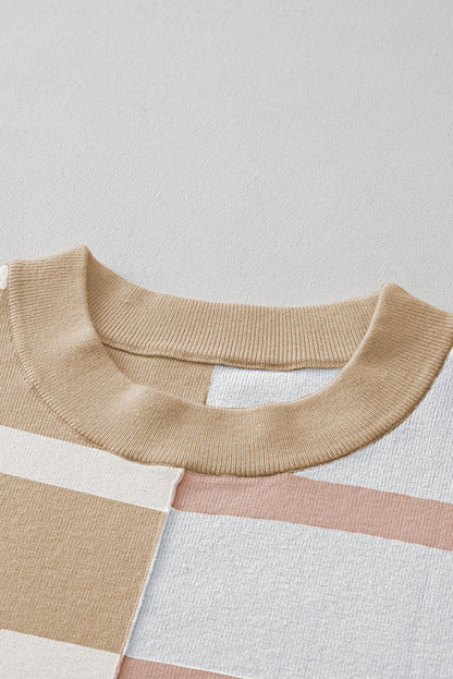 Khaki Stripe Colorblock Oversized Sweater