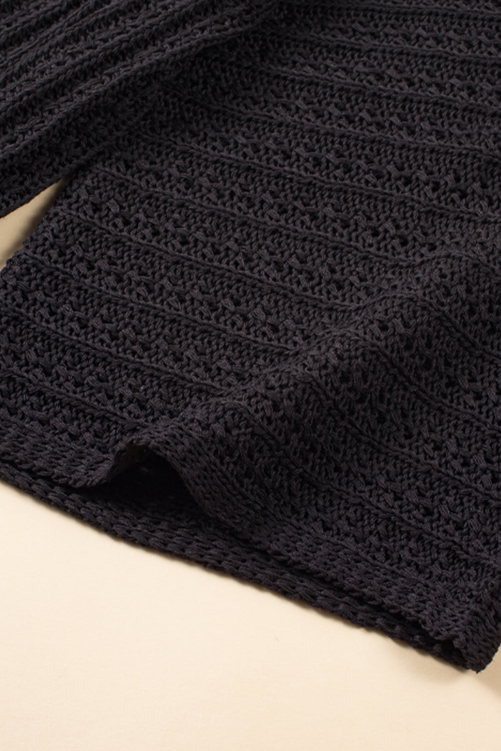 Black Hollow-out Bracelet Sleeve Knit Cardigan