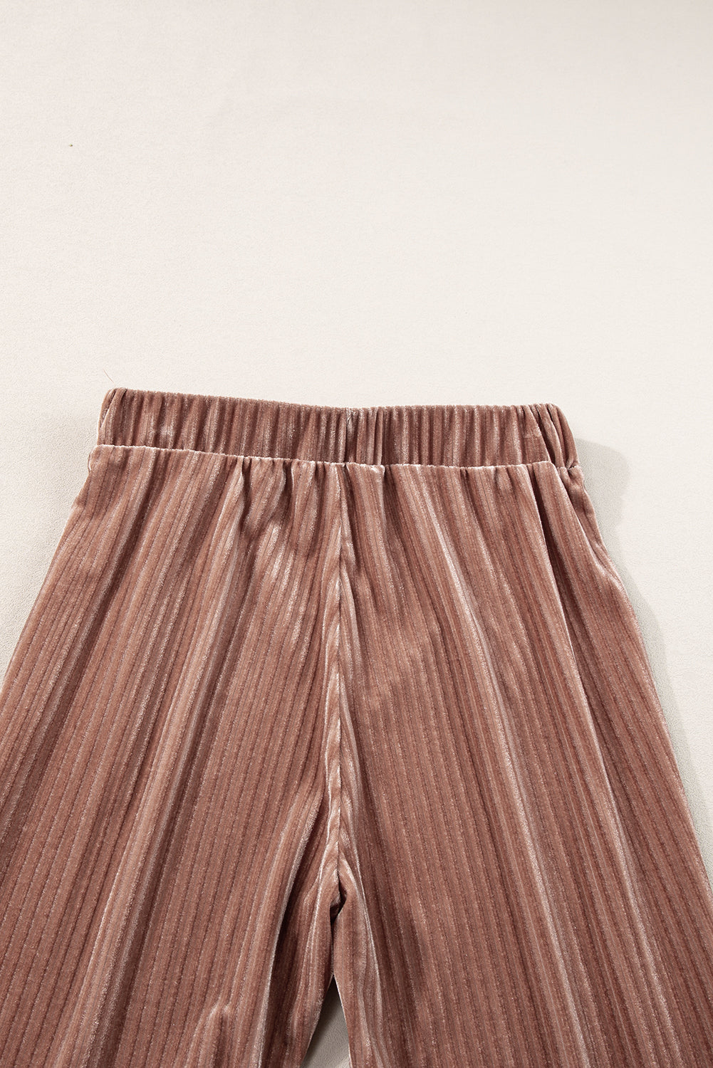 Dusty Pink Solid Color High Waist Flare Corduroy Pants