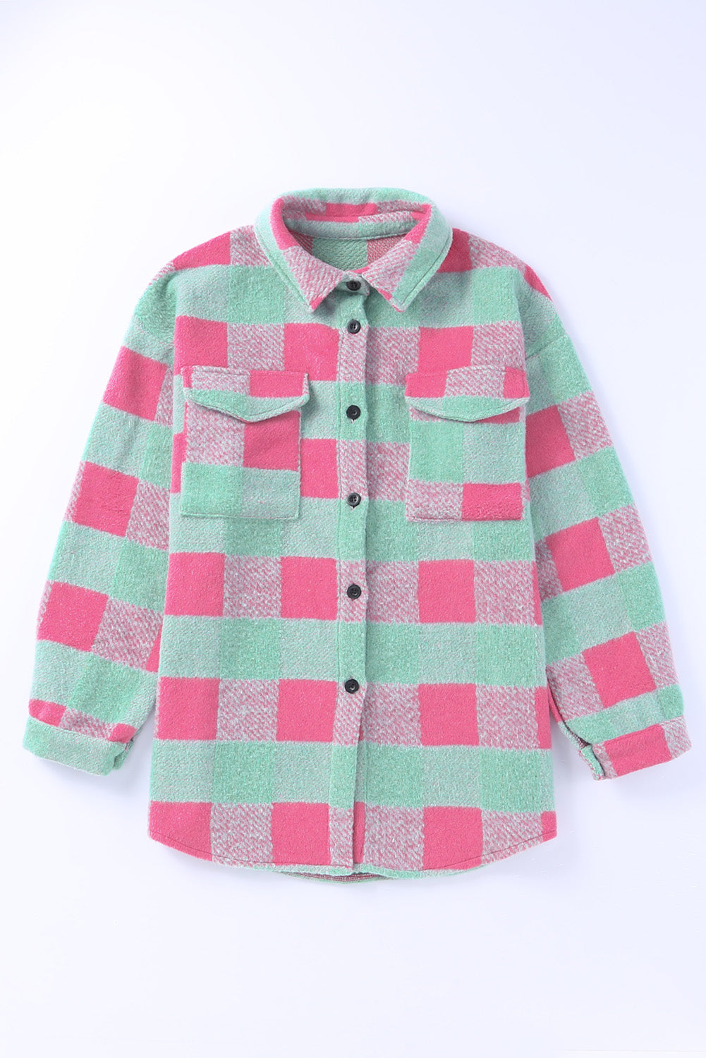 Pink Plaid Pattern Oversized Shacket