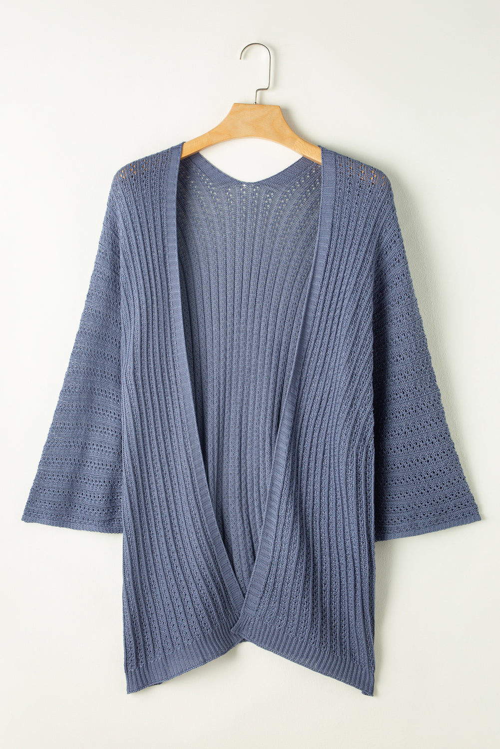 Black Hollow-out Bracelet Sleeve Knit Cardigan