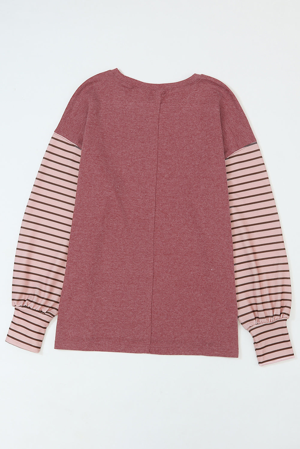 Peach Blossom Colorblock Striped Bishop Sleeve Top