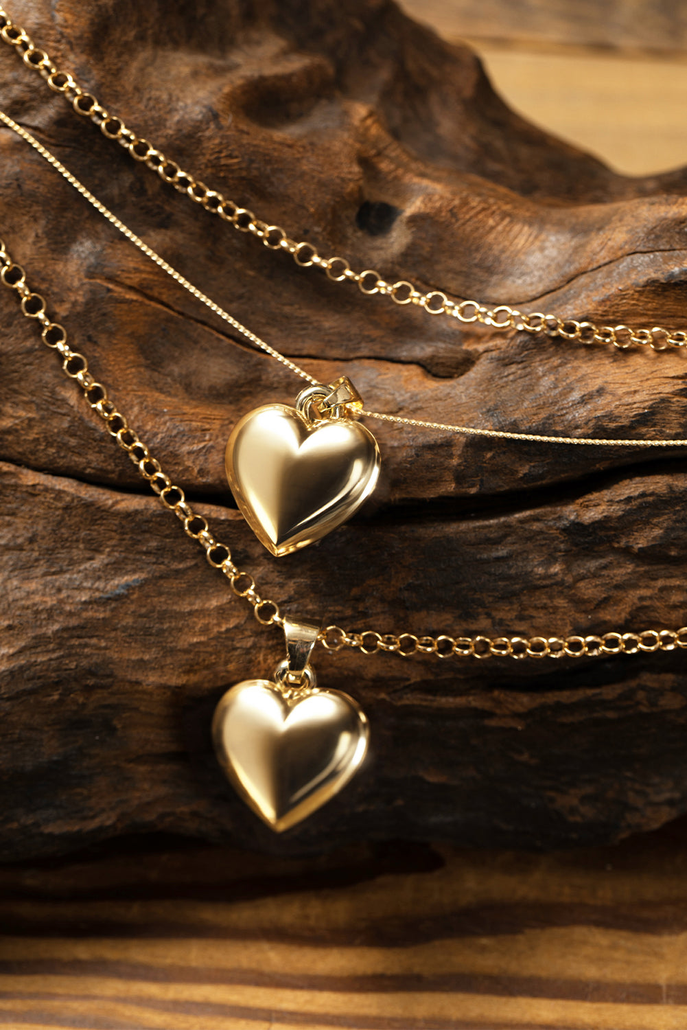 Gold Multilayer Heart Shape Pendant Valentine Necklace