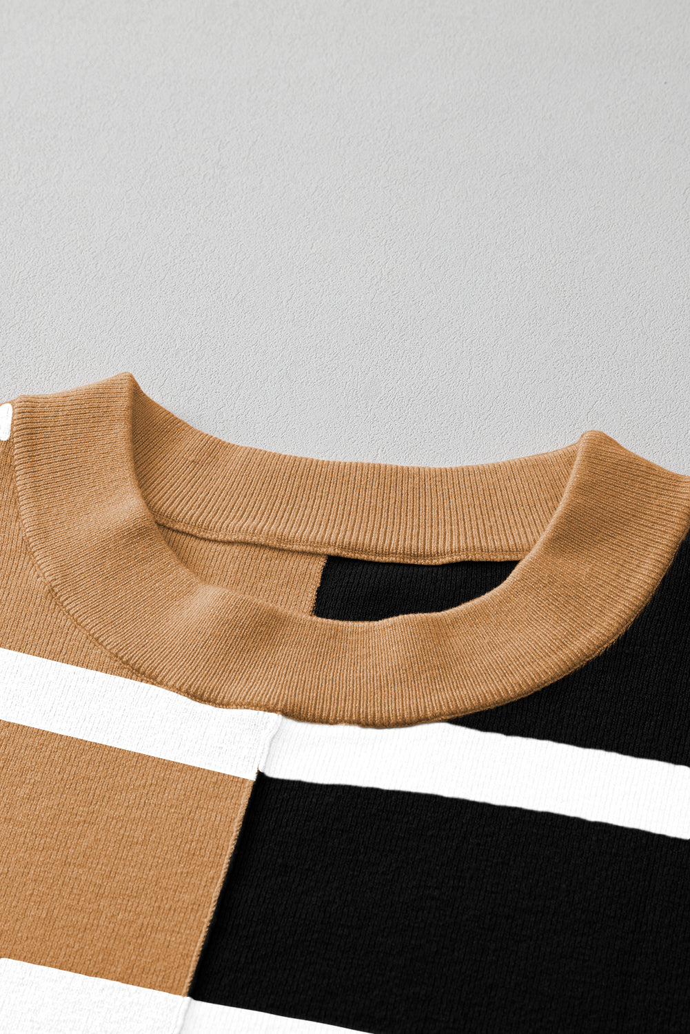 Khaki Stripe Colorblock Oversized Sweater