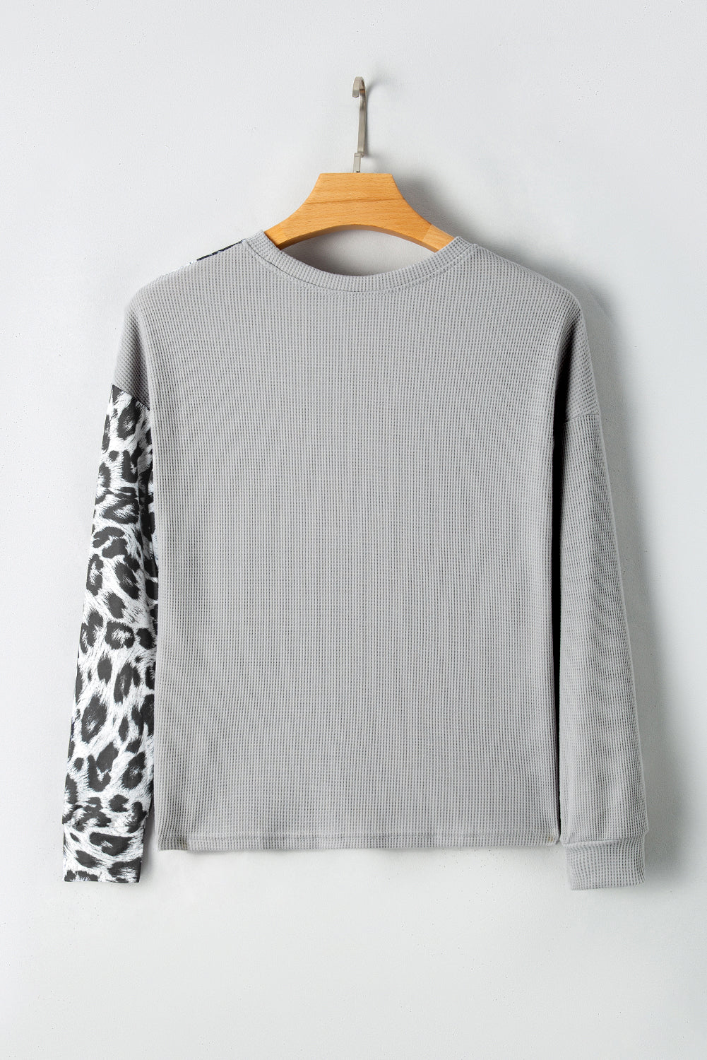 Bonbon Leopard Colorblock Waffle Knit Top