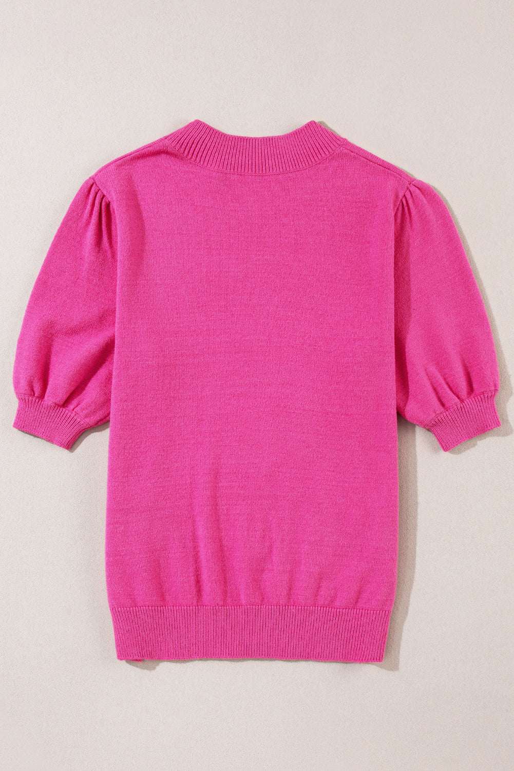 Bright Pink Floral Bubble Short Sleeve Sweater