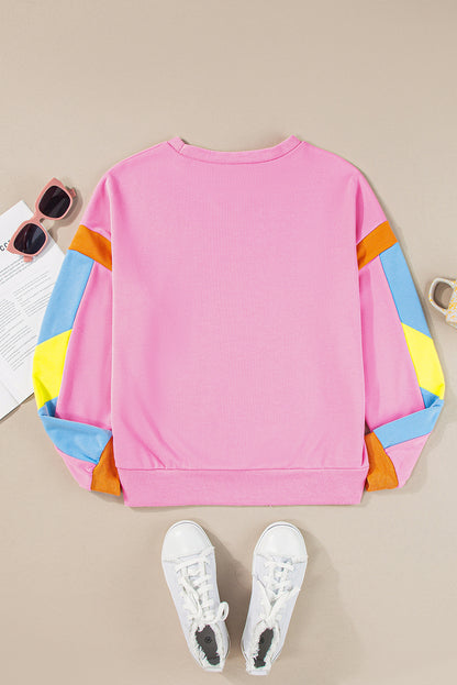 Pink Candy Colorblock French Terry Top