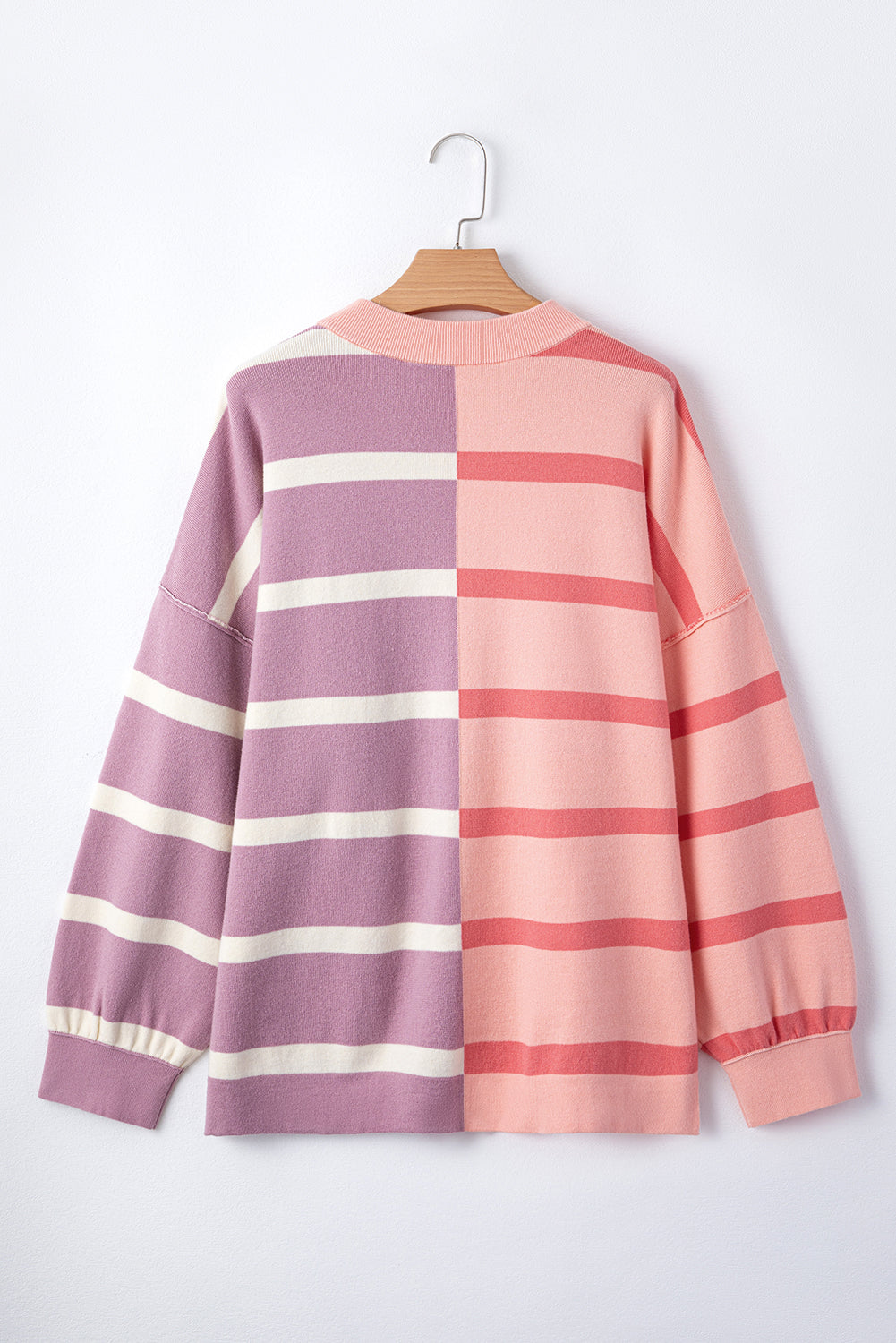 Khaki Stripe Colorblock Oversized Sweater