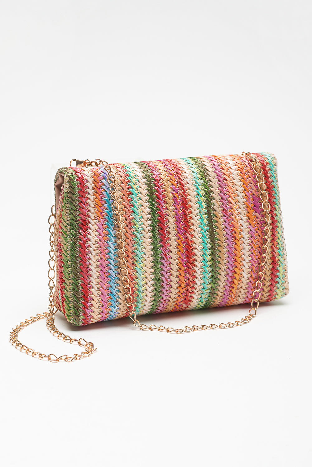 Multicolour Bohemian Woven Gold Chain Shoulder Bag