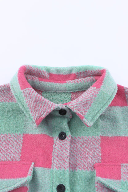 Pink Plaid Pattern Oversized Shacket