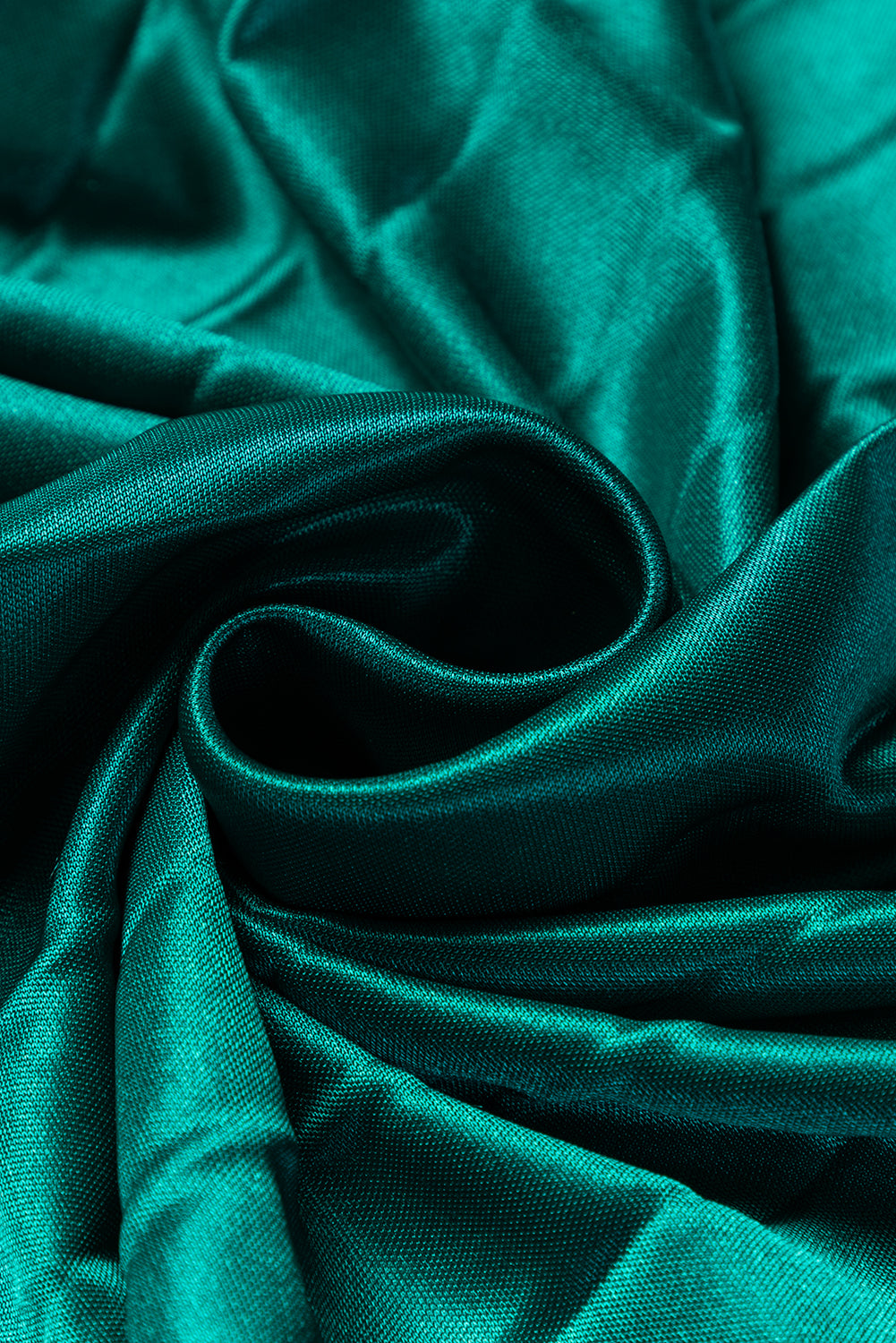 Blackish Green Satin Elastic Waist Pleated Maxi Skirt