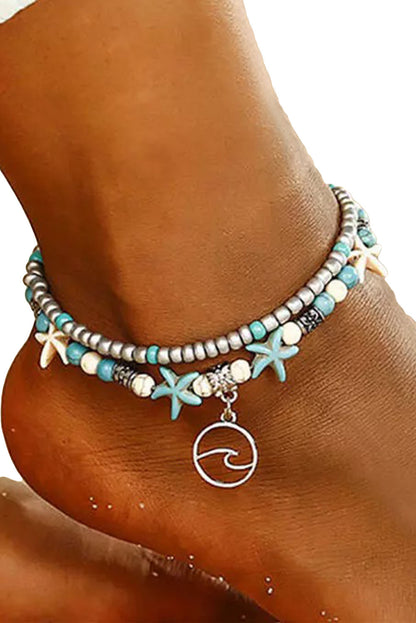 Sky Blue Beach Double Anklet