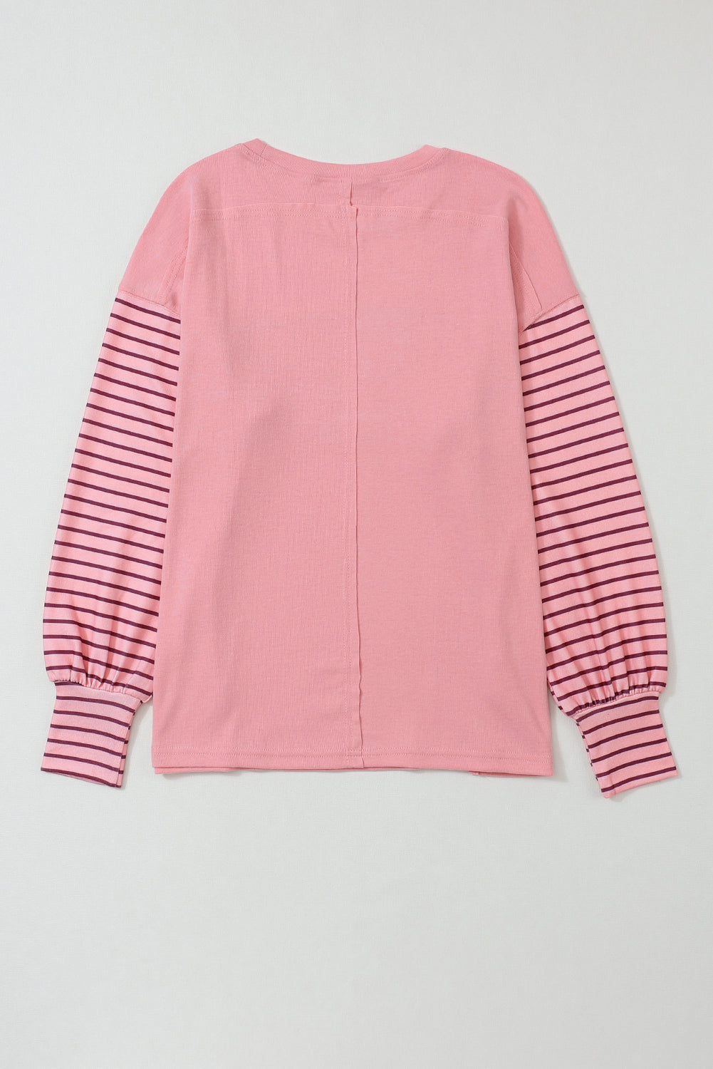 Peach Blossom Colorblock Striped Bishop Sleeve Top