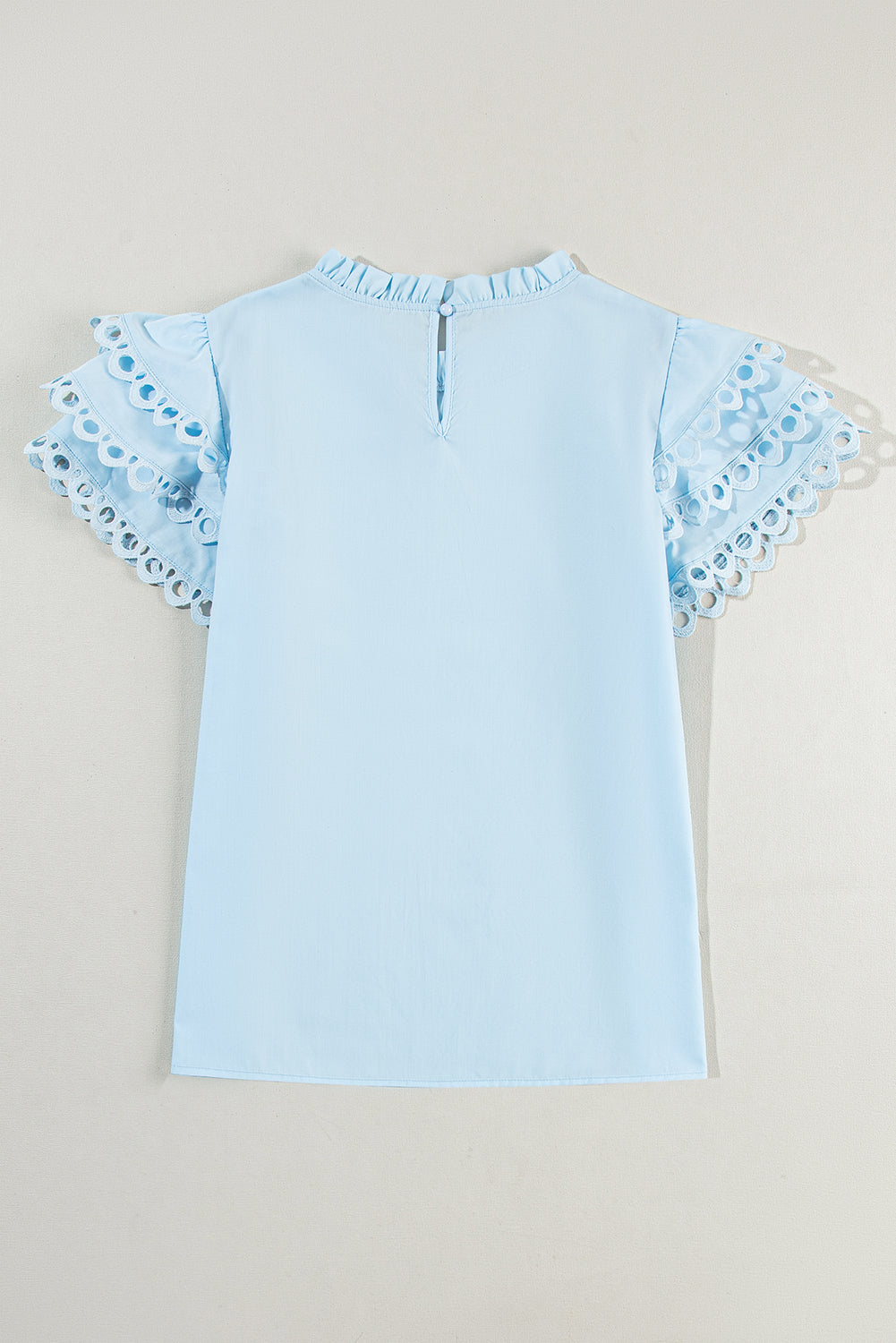 Mint Green Layered Ric Rac Cap Sleeve Frilled Neck Blouse