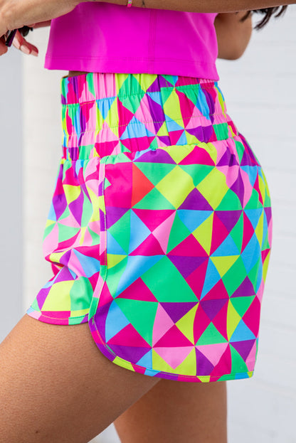 Pink Plaid High Waisted Athletic Shorts