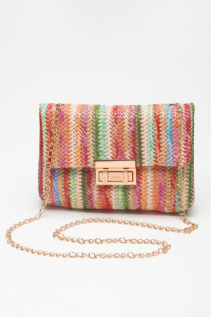 Multicolour Bohemian Woven Gold Chain Shoulder Bag