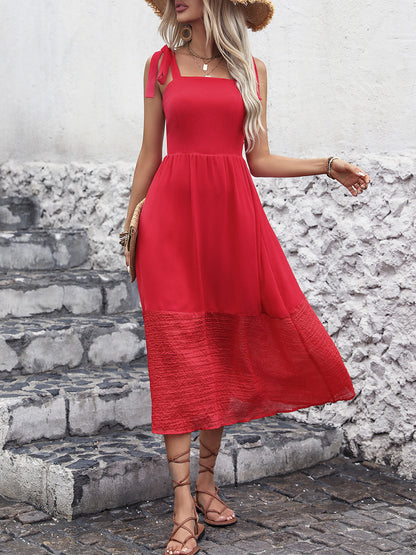 Perfee Tied Smocked Sleeveless Midi Dress