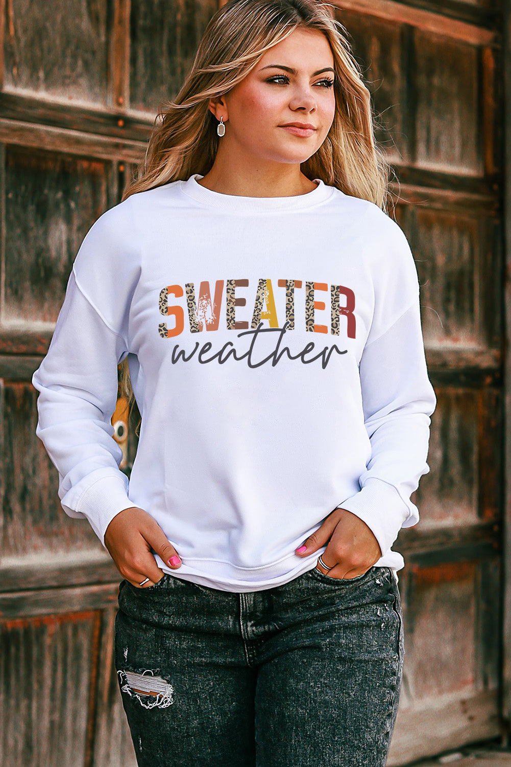 White Sweater Weather Vibrant Monogram Sweatshirt