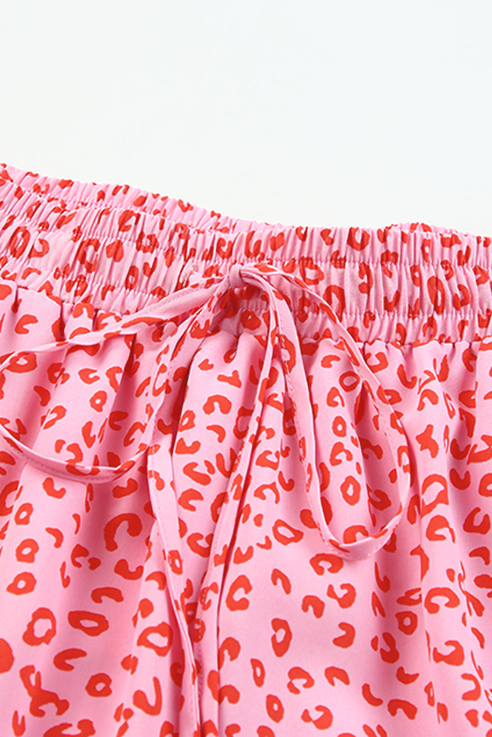 Pink Leopard Print Frilled Drawstring High Waist Maxi Skirt